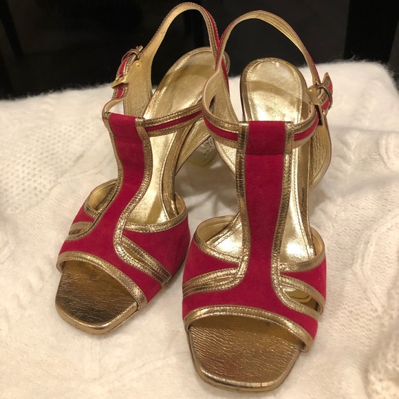 Ellie Tahari Red Suede Sandals - Picture 2 of 6
